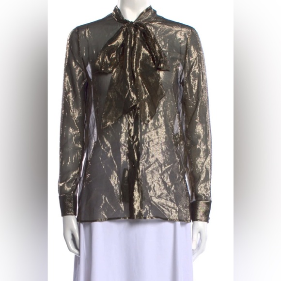 NWT Saint Laurent lavallière /Bow Blouse. French Sz 40 - Picture 1 of 7